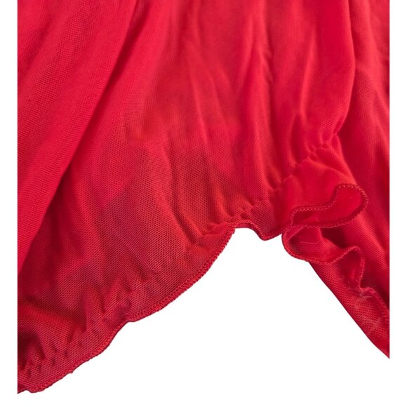 Escanté Red Lace Babydoll Nightgown Size 1X Handkerchief Hem Racerback - Picture 7 of 11